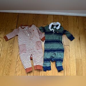 GAP Kids Striped Brown and Green Footies Set - Size 3-6 Months
